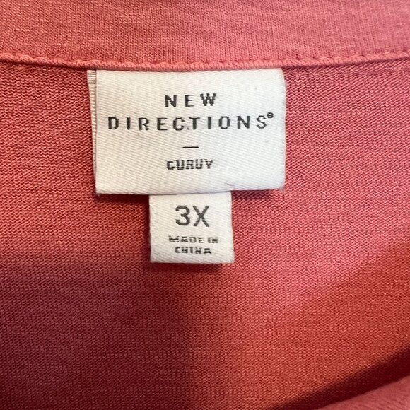 New Directions Womens Curvy Button-Down Tiered Tunic Shirt 3X Pink Long Sleeve - Picture 3 of 8